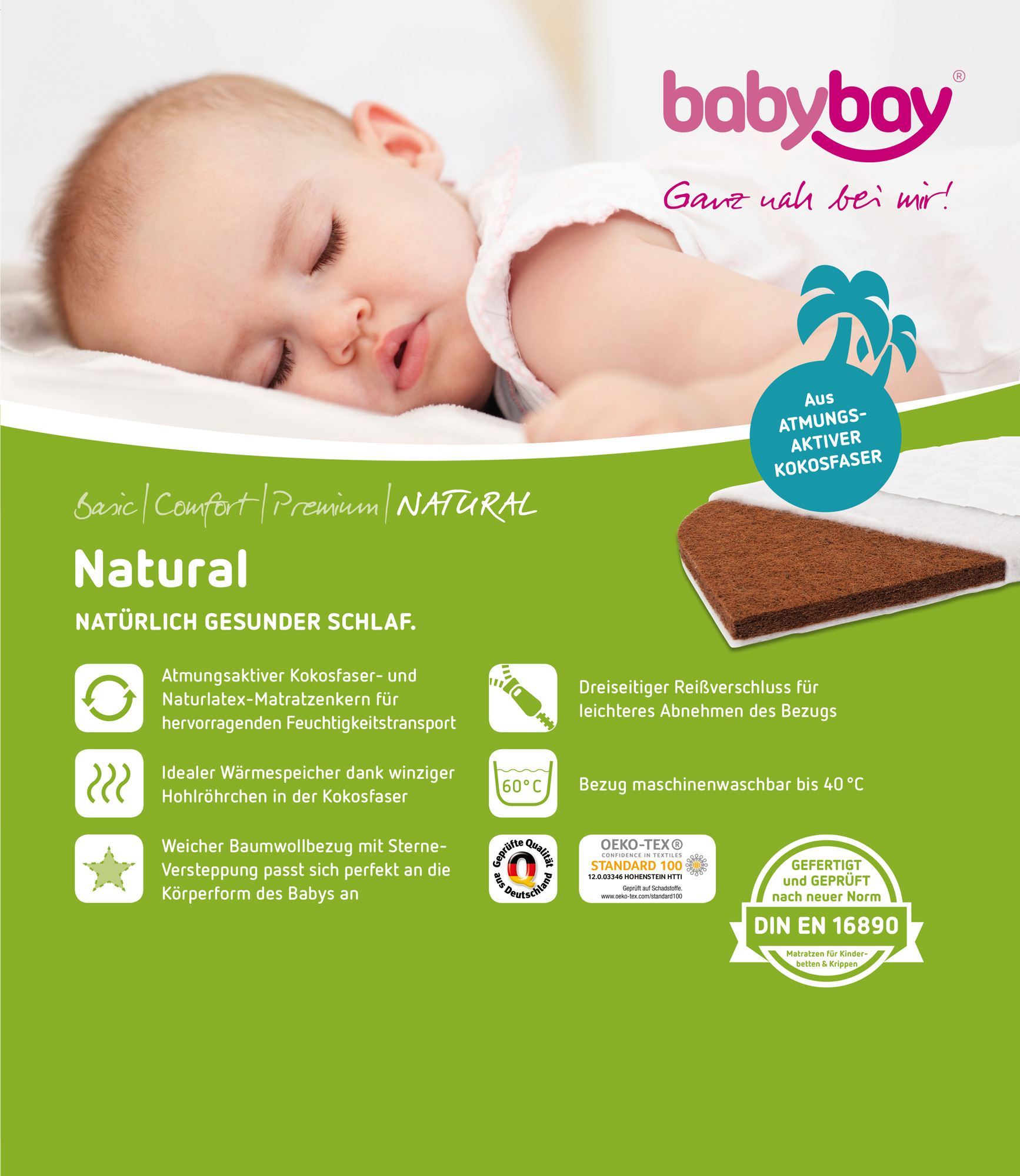 BABYBAY Matratze Maxi, Boxspring Natural - Happy Kids Shop